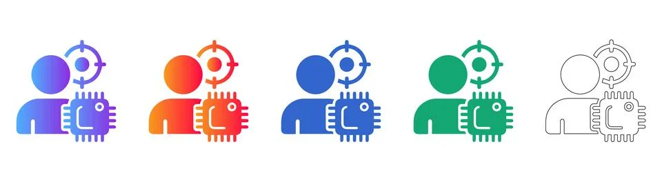 User Targeting and Microchip AI Processor Icons Stockillustratie