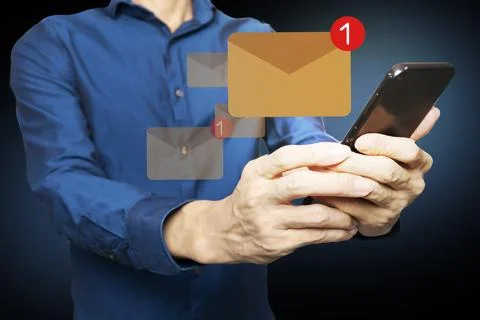 User technology allows users to receive email information via mobile and ne.. Stock Photos