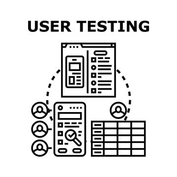 User testing analyzing product design and feedback Illustrazione stock