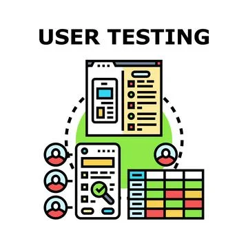 User testing analyzing product design and feedback Stock Illustration