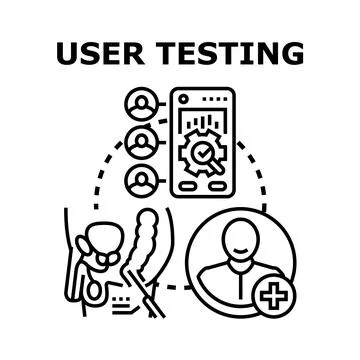 User testing analyzing product quality and experience Stock Illustration