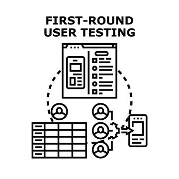 User testing application development process creating new digital product Illustrazione stock