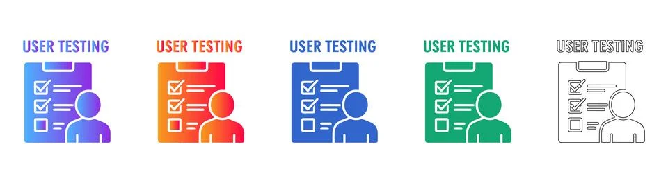 User Testing Checklist and Feedback Icon Set Stock Illustration