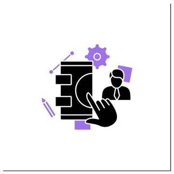 User testing glyph icon 스톡 일러스트