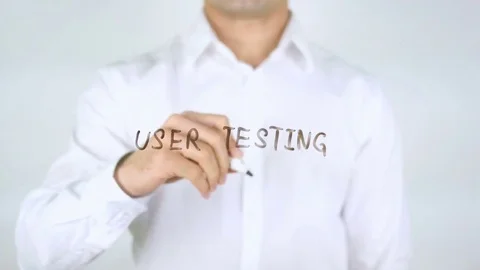 User Testing, Man Writing on Glass Stock Footage