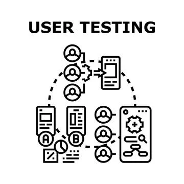 User testing mobile application product development process 库存插图