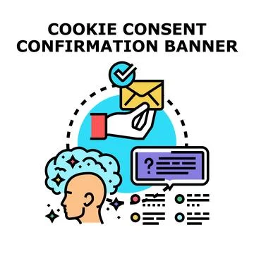 User thinking about cookie consent confirmation banner Иллюстрация