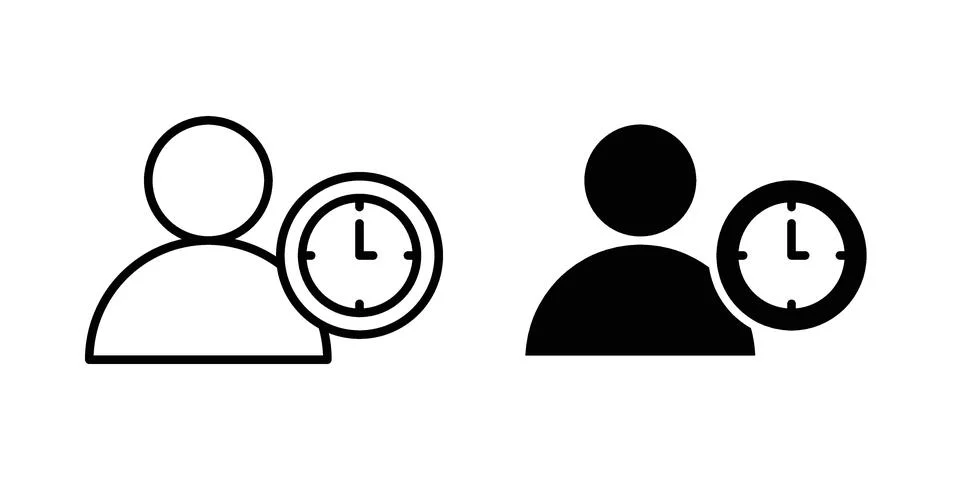 User time icon. Outline, flat icons Illustrazione stock