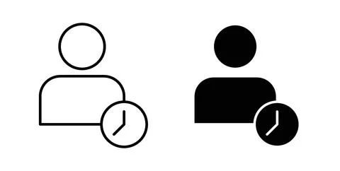 User time icon symbol, outline icons Illustrazione stock
