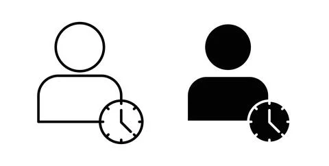 User time icon symbol. Vector illustration pack in black color. Illustrazione stock