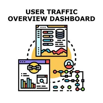 User traffic overview dashboard analyzing online data イラスト素材