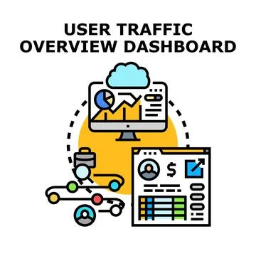 User traffic overview dashboard displaying analytics data 스톡 일러스트