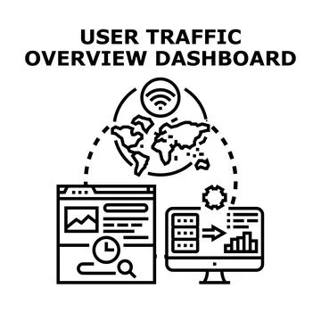 User traffic overview dashboard illustrating global data analysis 스톡 일러스트