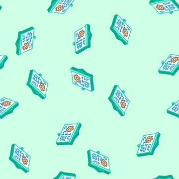 User training analyst isometric icon seamless pattern 库存插图