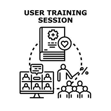 User training session conducting digital learning process Stock Illustration