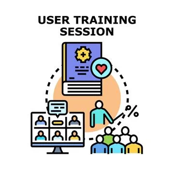 User training session conducting digital learning process Stock Illustration