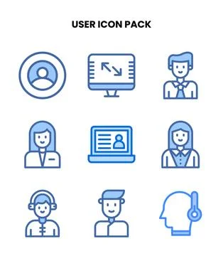 User Two Colour Collection Icons Pack Illustrazione stock