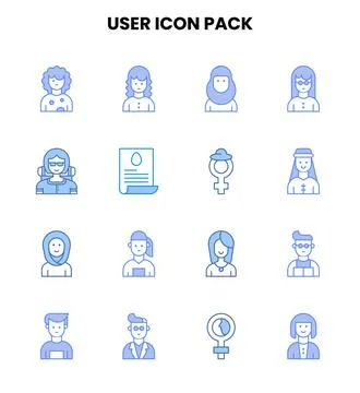 User Two Colour Set Icons Pack Stock Illustration