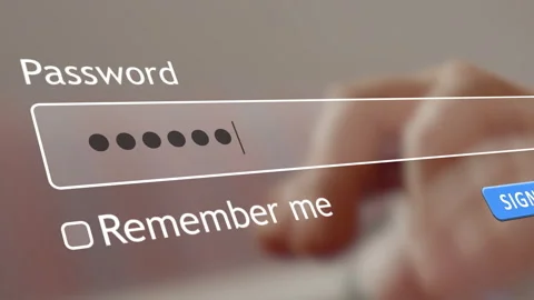 User types password in sign-in form on computer browser Stock Footage 334022269