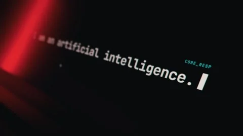 User Typing Hello Who Are You to Artificial Intelligence Chatbot on Dark Screen Stock Footage 334733000