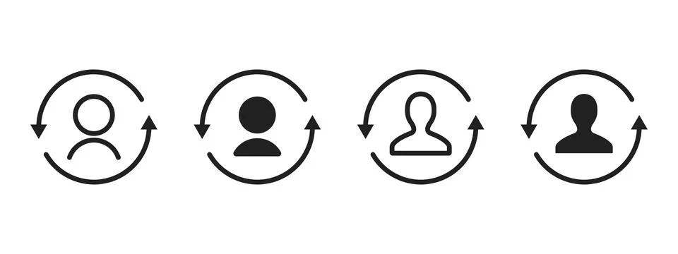 User update icon. Circular arrows show profile refresh process vector. Pers.. Stock Illustration