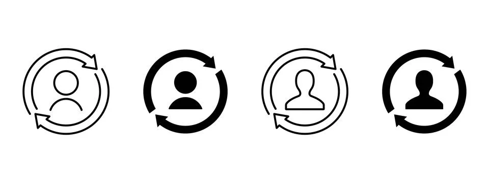 User update icon. Profile avatar inside circular refresh arrows vector illu.. Stock Illustration