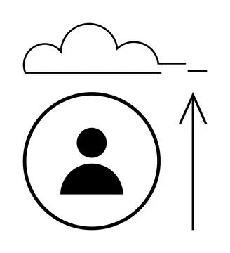 User uploading data to cloud storage with upward arrow indicating transfer Stock Illustration