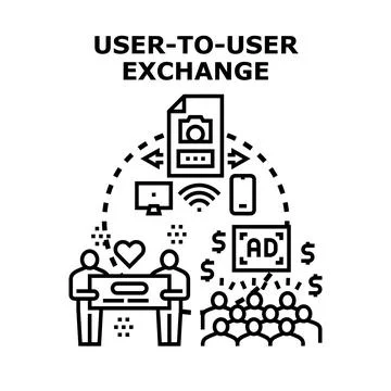 User to user exchange connecting people online Stock Illustration