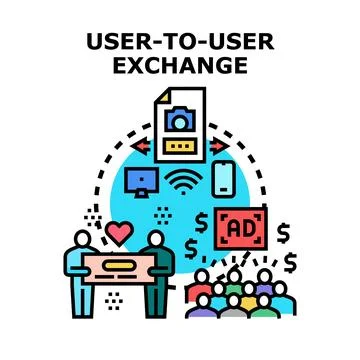 User to user exchange connecting people online Stock Illustration