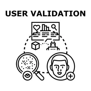 User validation process checking client satisfaction system Illustrazione stock