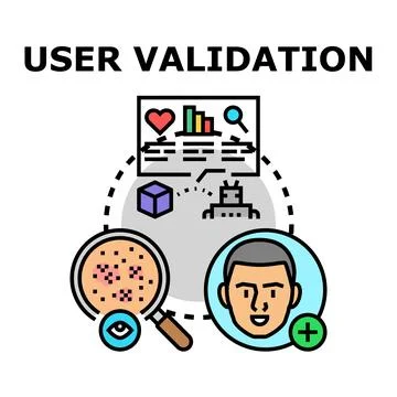 User validation process checking client satisfaction system Illustrazione stock