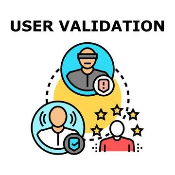 User validation process with feedback and authentication concepts 库存插图