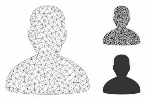 User Vector Mesh Network Model and Triangle Mosaic Icon Stock Illustration