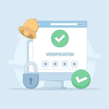 User verification concept, security system. verification check mark. Stock Illustration