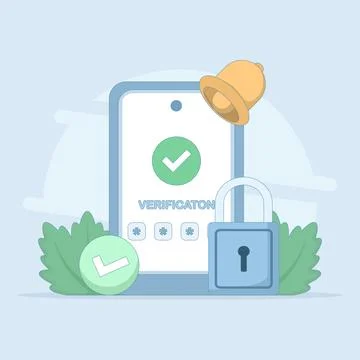 User verification concept, security system. verification check mark. Stock Illustration
