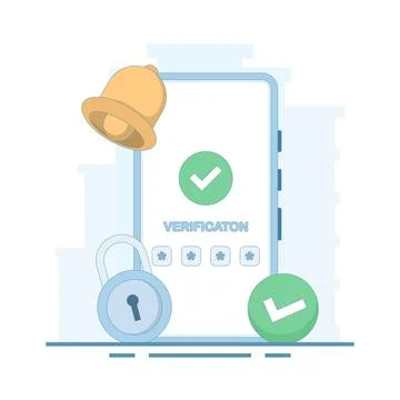 User verification concept, security system. verification check mark. Stockillustratie