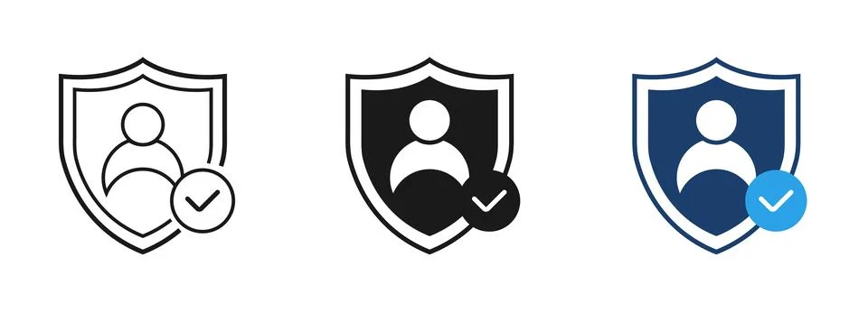 User Verification Security Shield Icons Illustrazione stock