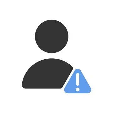 User warning vector icon on white background Stock Illustration