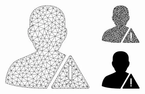 User Warning Vector Mesh Carcass Model and Triangle Mosaic Icon Illustrazione stock