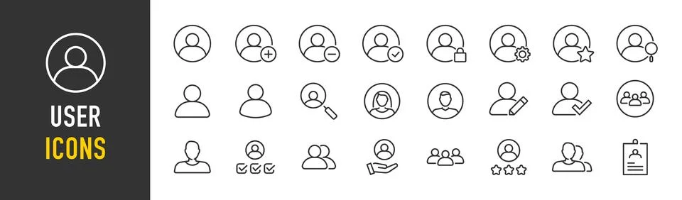 User web icons in line style. Profile, man, logo, interface, avatars, colle.. Stock Illustration