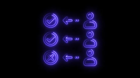 User workflow validation process with approval and rejection neon animation.. Stock Footage 308999154