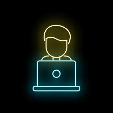 User working on laptop showing computing developer concept Illustrazione stock