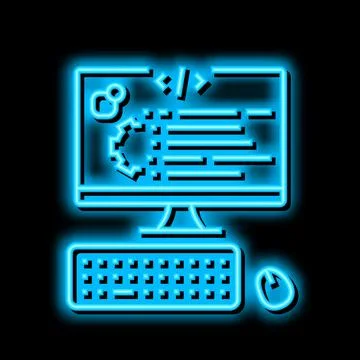 User-written software neon glow icon illustration 스톡 일러스트
