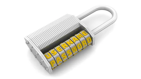 Username and password. Code on a combination padlock Stock Footage 132920393