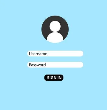 Username and password to login. login screen sign.  sign in screen symbol. Stock Illustration