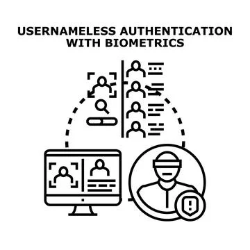 Usernameless authentication with biometrics for identity verification Illustrazione stock