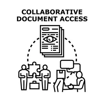 Users accessing collaborative documents online for teamwork Stock Illustration