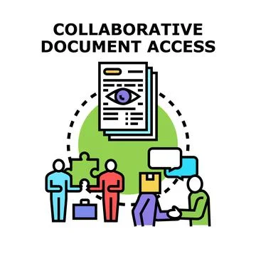 Users accessing collaborative documents online for teamwork Ilustración de archivo