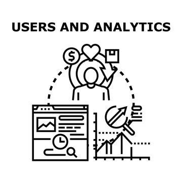 Users and analytics optimizing customer journey and growth Illustrazione stock