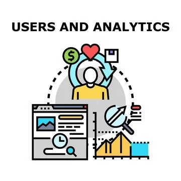 Users and analytics optimizing customer journey and growth Stock Illustration